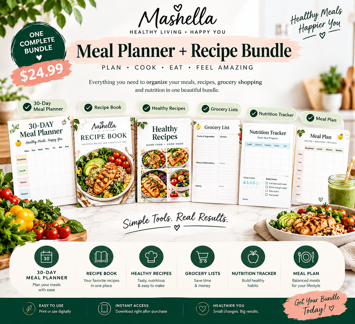 Mashella Meal Planner + Recipe Bundle