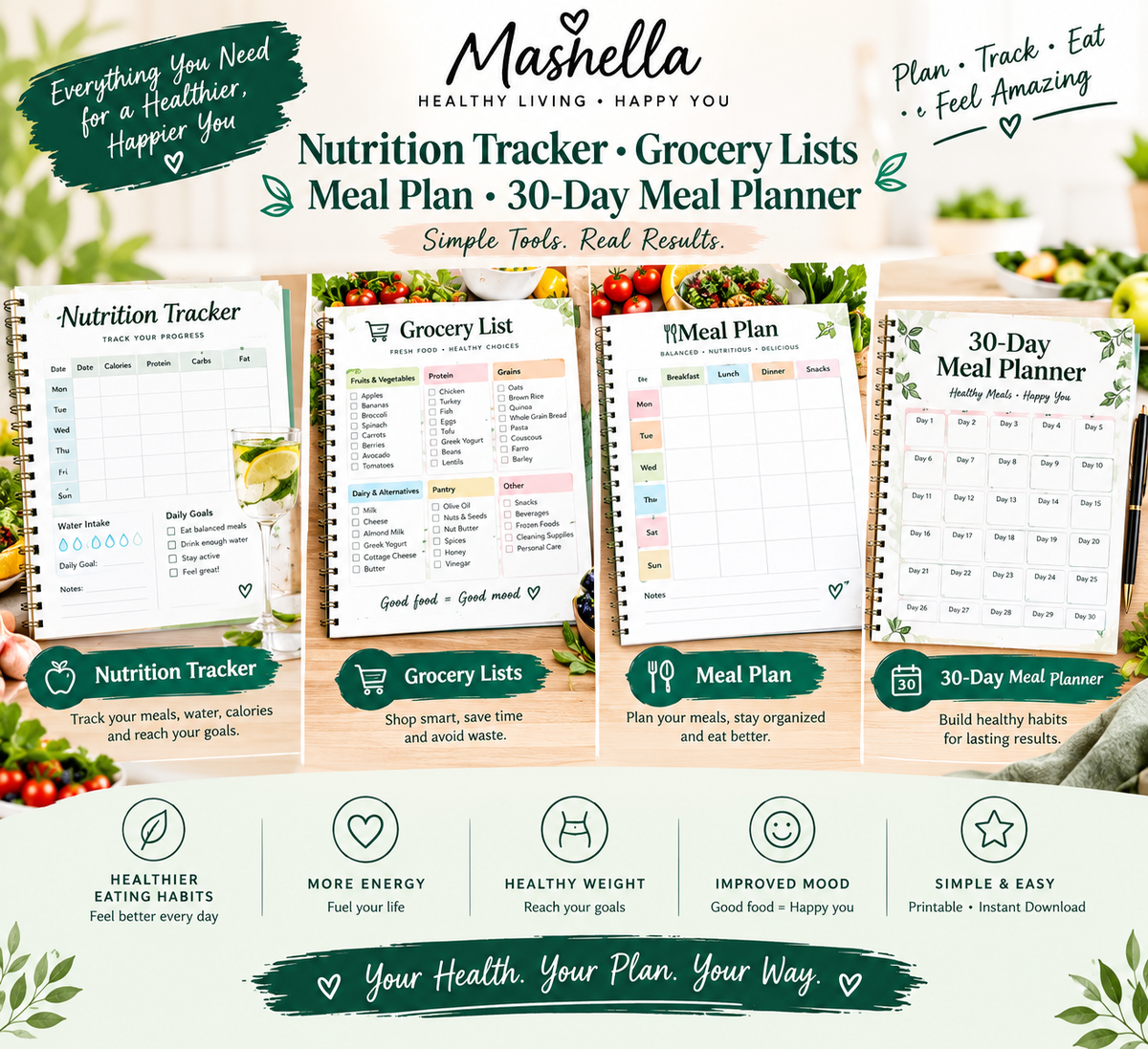 Mashella Meal Planner + Recipe Bundle
